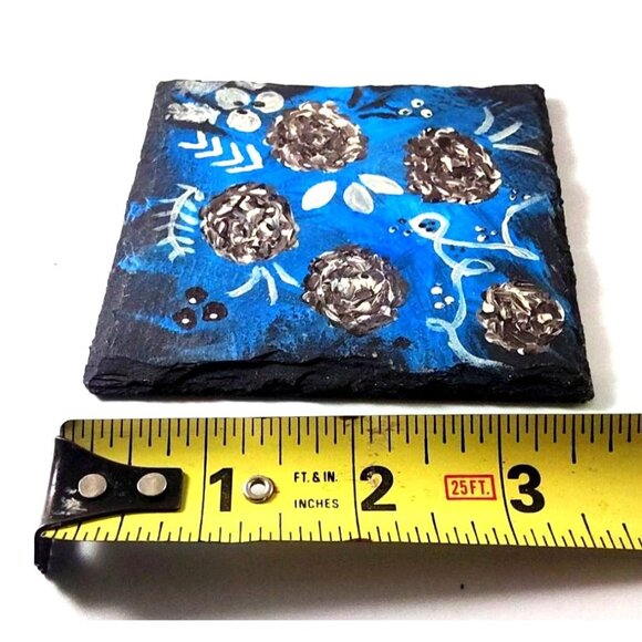Hand-Painted Slate Coasters With Floral Design - Set Of 4 - Picture 10 of 10